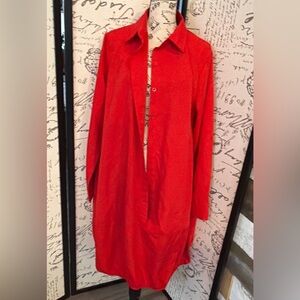 Vibrant Red Button-Up Shirt Dress